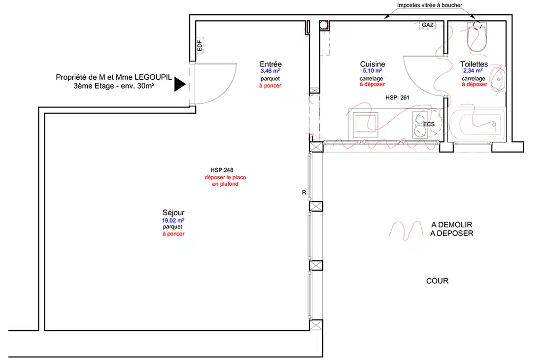 Studio Plan avant Travaux