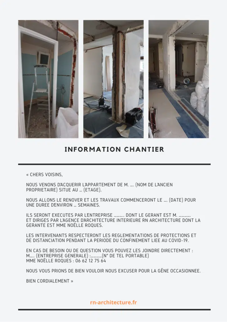 Affiche travaux pour voisins