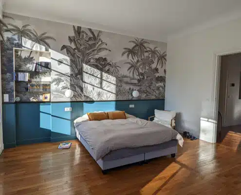 Chambre papier peint rénovation