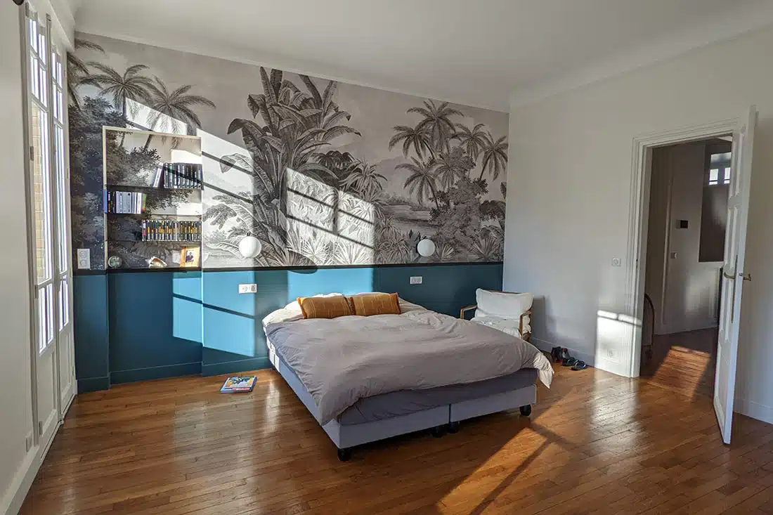 Chambre papier peint rénovation