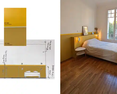 Chambre parquet rénovation peinture