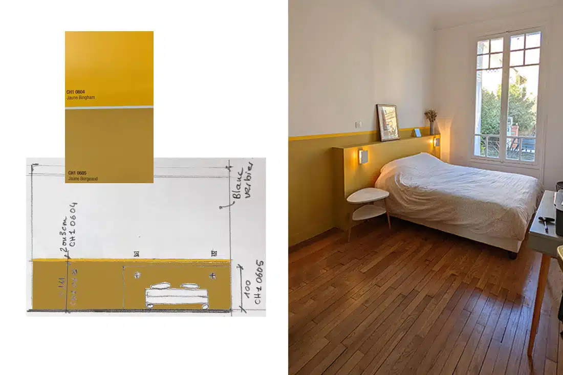 Chambre parquet rénovation peinture