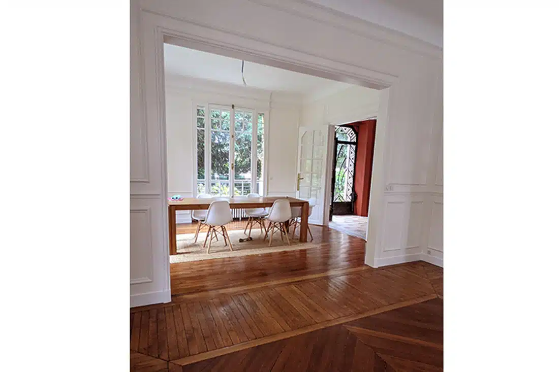 Salon rénovation ouverture parquet